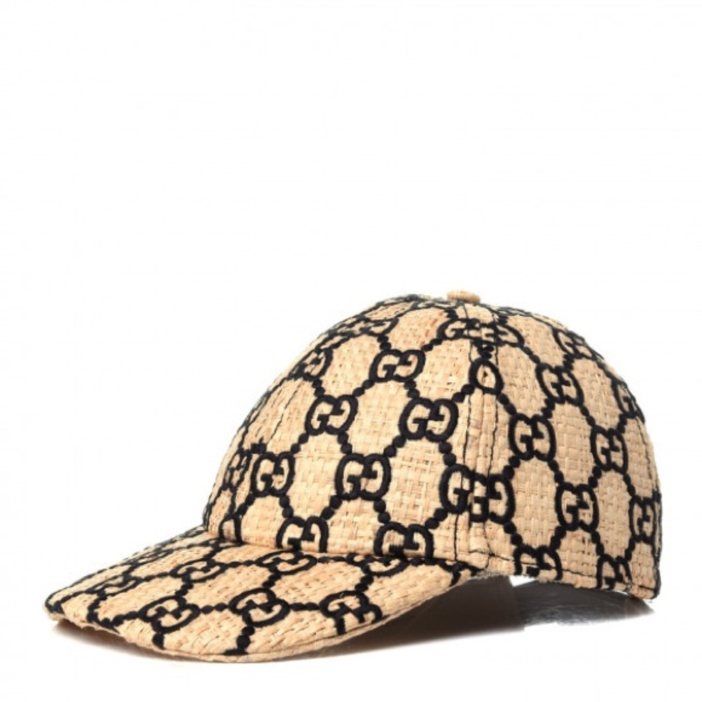 Gucci unisex Raffia GG Monogram Embroidered Baseball Hat NEW - Picture 1 of 10